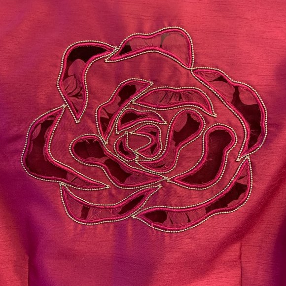 Puli Button Up Shirt Blouse V-neck with collar Fuchsia Purple Size 6 - Picture 7 of 8